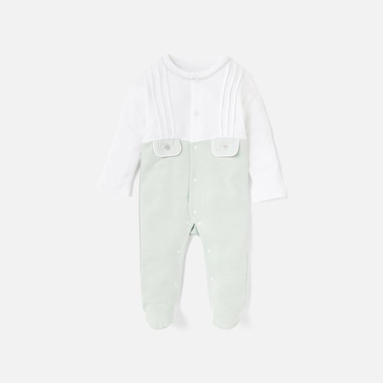 Giggles Colourblock Closed Feet Sleepsuit with Button Closure