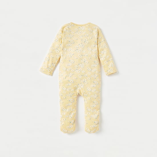 Juniors All-Over Floral Print Closed Feet Sleepsuit with Zip Closure