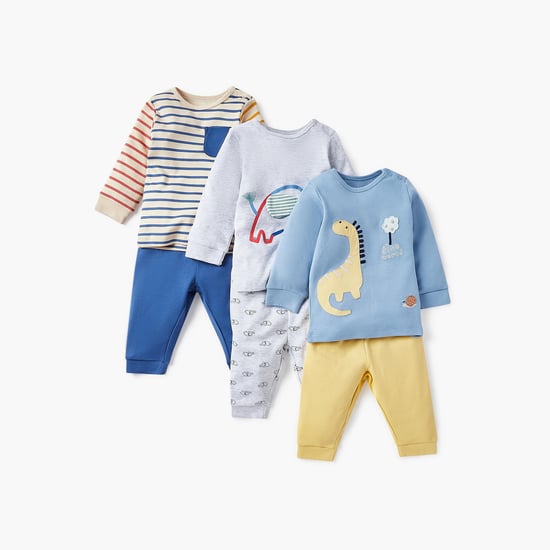 Juniors Printed T-shirt with Pyjama - Set of 3