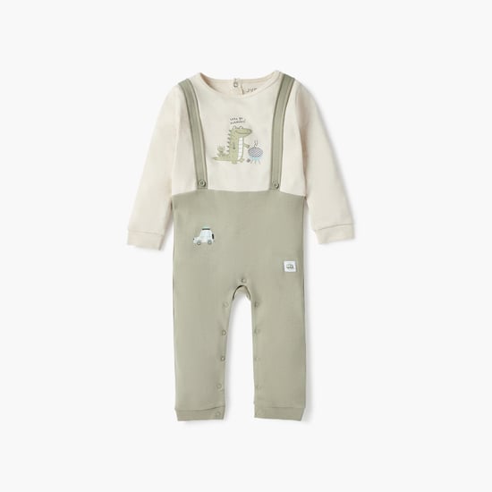 Juniors Aligator Print Sleepsuit with Long Sleeves and Crew Neck