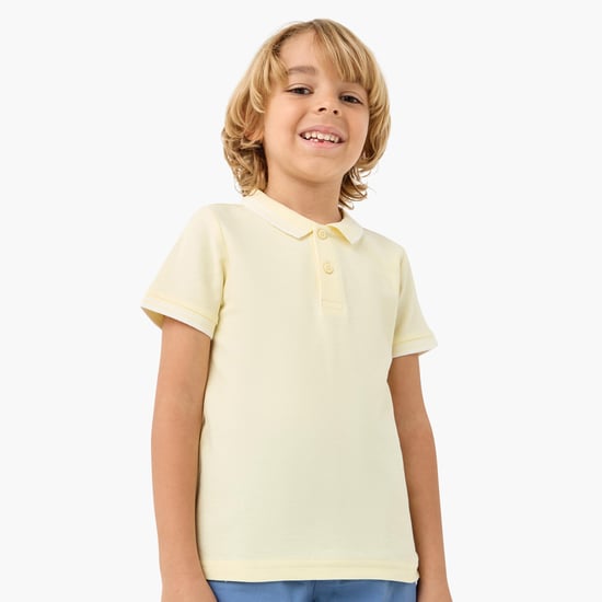 Juniors Solid Polo T-shirt with Short Sleeves