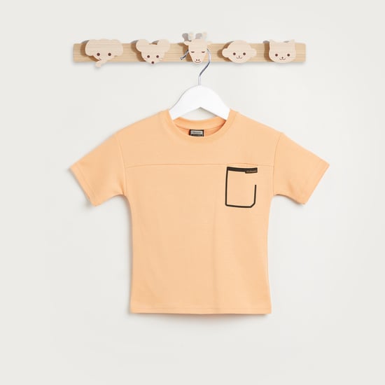 Kappa Panelled T-shirt with Chest Pocket and Short Sleeves