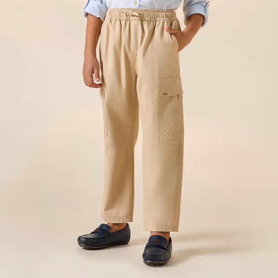 Juniors Solid Cargo Pants with Drawstring Closure