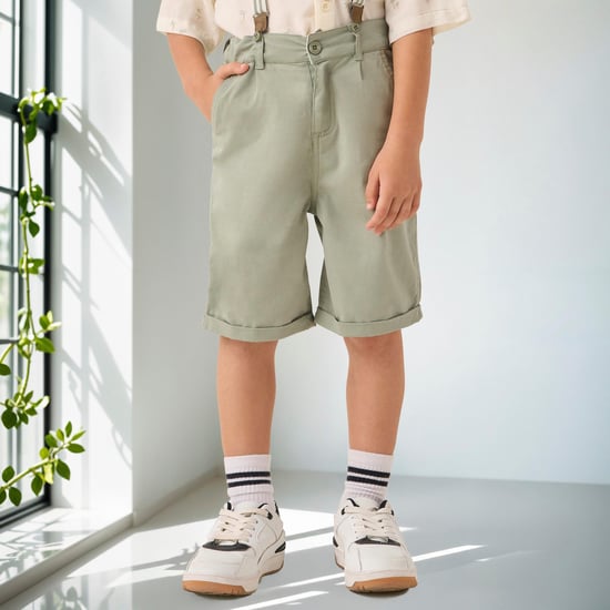 Juniors Solid Shorts with Suspenders