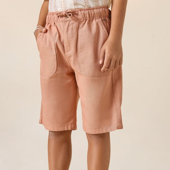 Juniors Solid Shorts with Drawstring Closure and Pockets