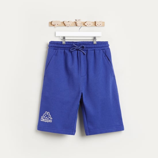 Kappa Logo Print Shorts with Drawstring Closure and Pockets