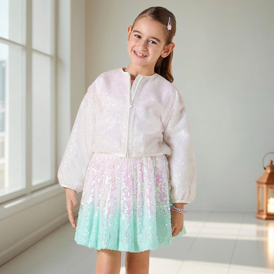 Juniors Sequin Embellished Skirt with Elasticated Waistband