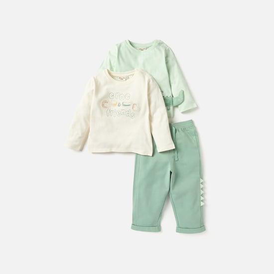 Juniors 3-Piece Crocodile Print Long Sleeve T-shirt and Pants Set
