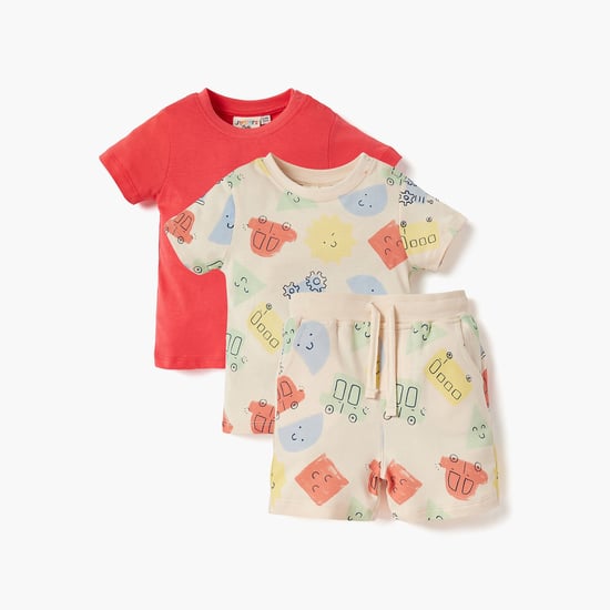 Juniors 3-Piece Printed T-shirts and Shorts Set