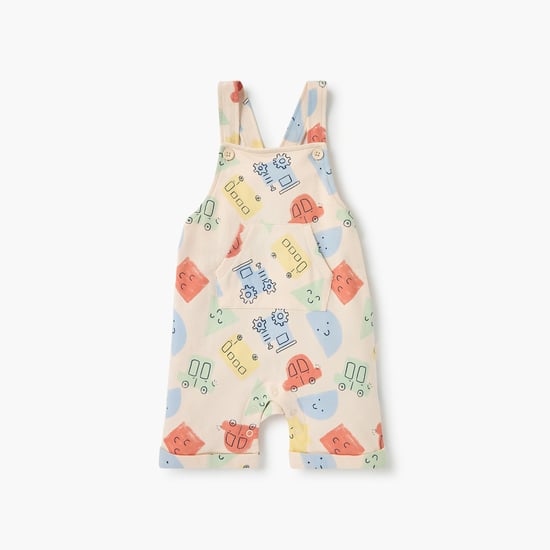 Juniors Solid T-shirt and Printed Dungaree Set