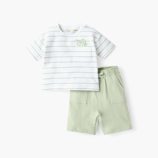 Juniors Crocodile Applique Crew Neck T-shirt and Elasticated Shorts Set