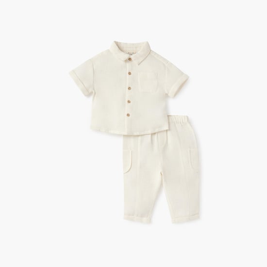 Juniors Textured Shirt and Pants Set
