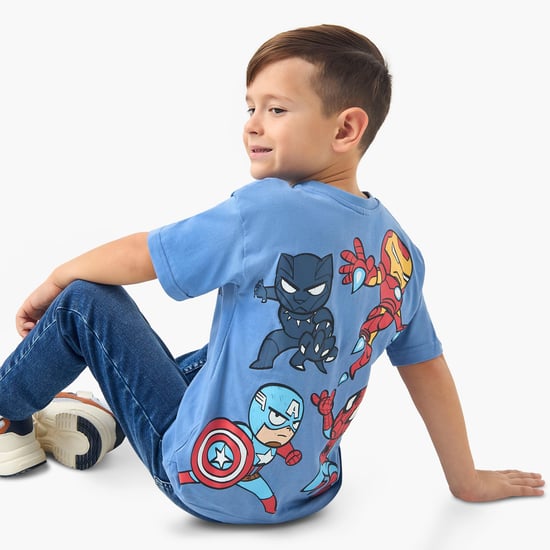 Juniors Graphic Print T-shirt with Short Sleeves