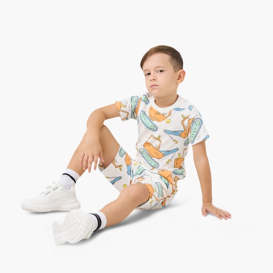 Juniors Printed Short Sleeves T-shirt and Shorts Set