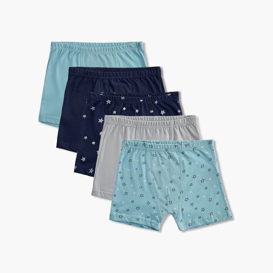 Juniors Star Print Trunks with Elasticated Waistband - Set of 5