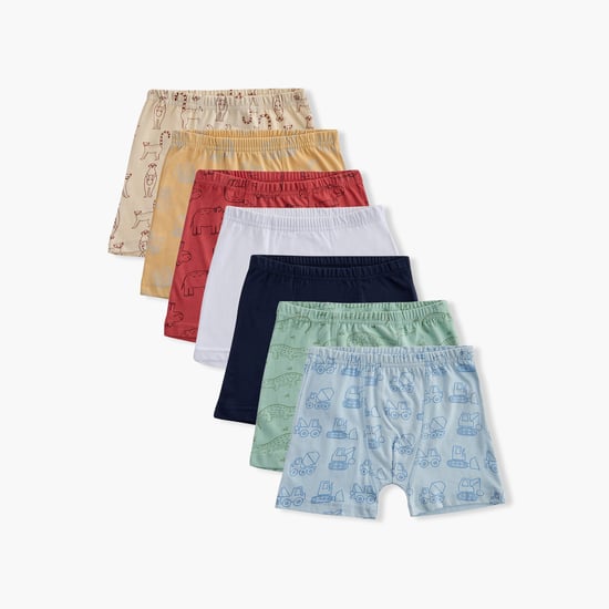 Juniors Printed Trunks with Elasticated Waist - Set of 7