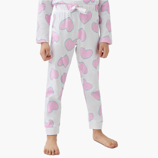 Juniors All-Over Heart Print T-shirt and Pyjama Set
