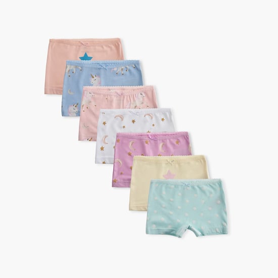 Juniors Printed Boyshorts with Elasticated Waistband - Set of 7
