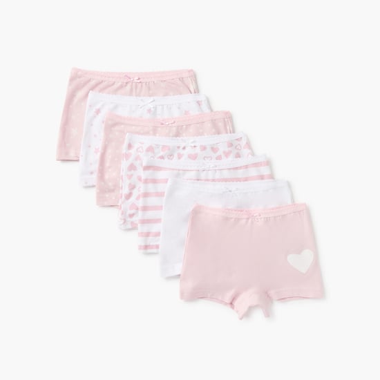 Juniors Printed Boyshorts with Bow Detail - Set of 7