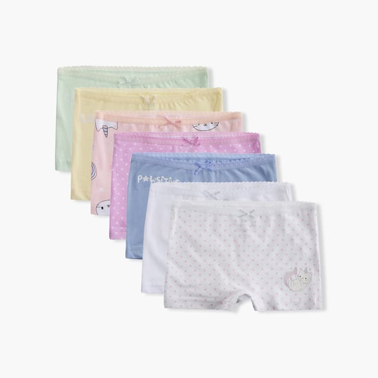 Juniors Caticorn Print Boyshorts with Bow Detail - Set of 7