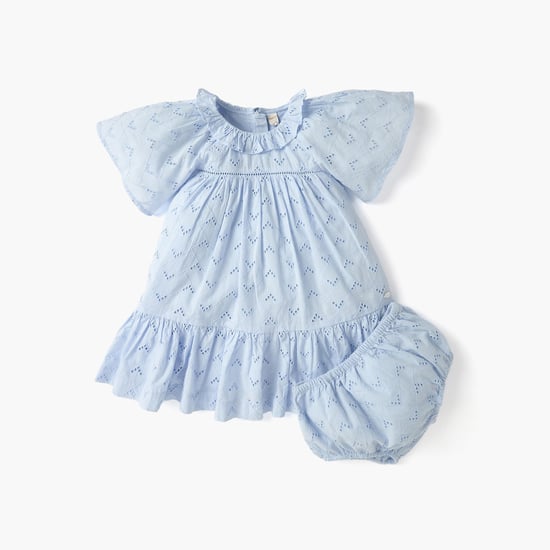 Giggles Schiffili Embroidered A-Line Dress with Bloomers