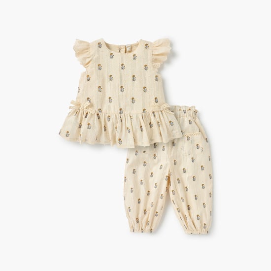 Giggles Floral Print Top and Pant Set