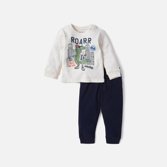 Juniors Printed Long Sleeves T-shirt and Pyjama Set