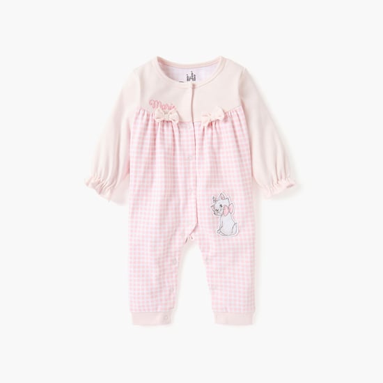 Marie Checked Closed Feet Sleepsuit with Button Closure