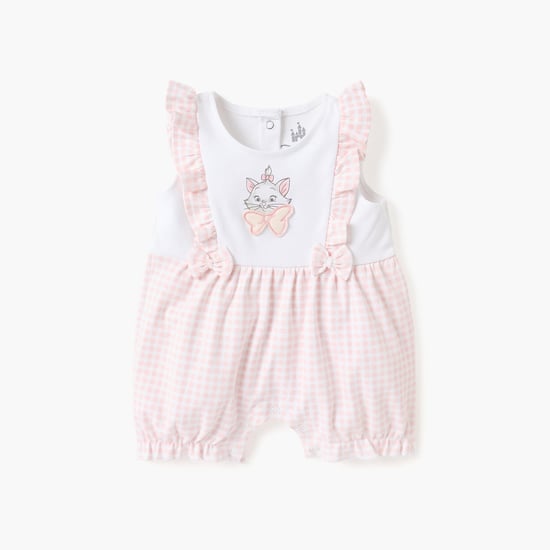 Checked Marie Detail Romper with Button Closure