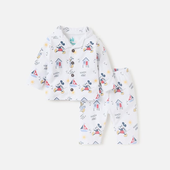 Mickey Mouse Print Shirt and Pyjama Set