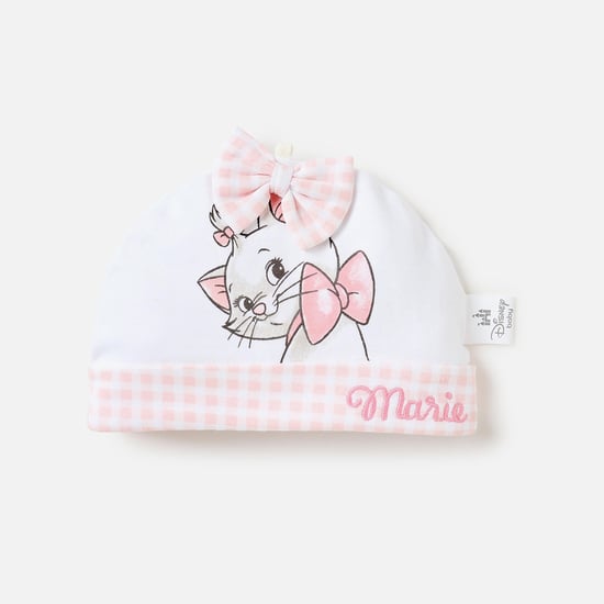 Marie Cat Print Beanie with Bow Detail