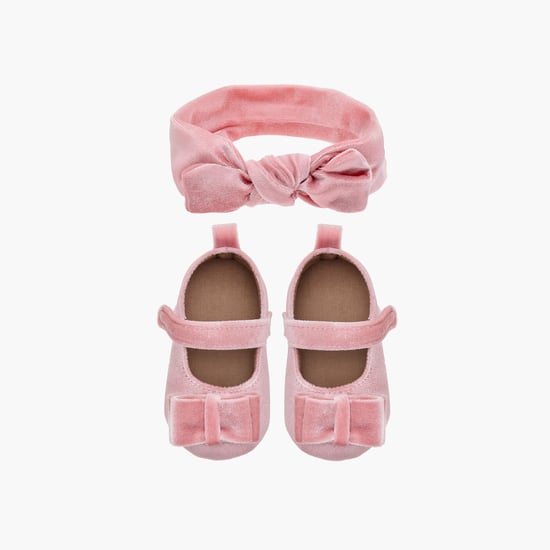 Juniors Bow Detail Booties and Headband Set