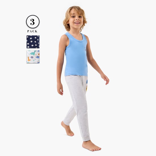 Juniors Printed Vest with Crew Neck - Set of 3