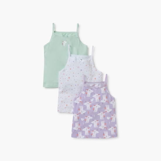 Juniors Printed Camisole with Bow Detail - Set of 3