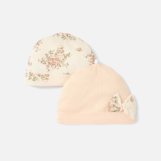 Juniors Flower Print Beanie - Set of 2