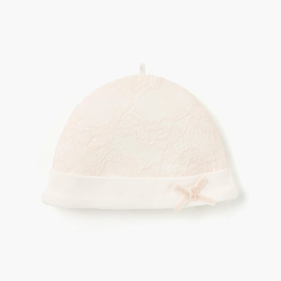 Giggles Lace Beanie with Bow Detail