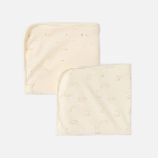 Giggles 2-Piece Bunny Print Receiving Blanket Set - 70x70 cm