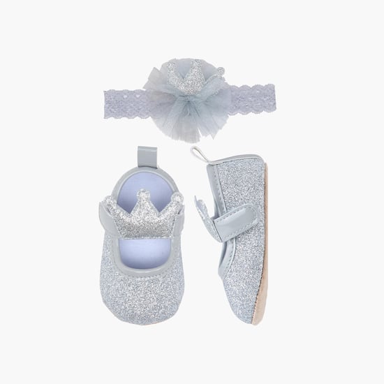 Juniors Crown Applique Booties and Headband Set