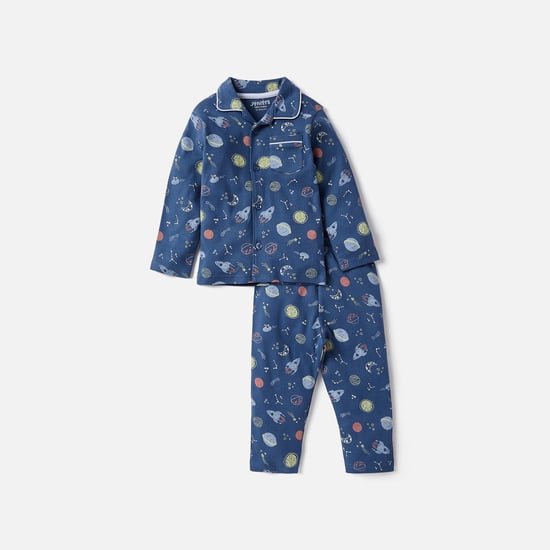 Juniors Space Print Long Sleeves Shirt and Pyjama Set
