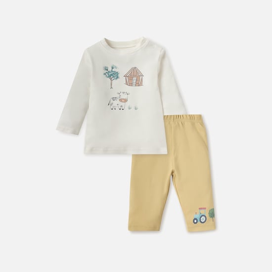 Juniors Printed Long Sleeves T-shirt and Pyjama Set