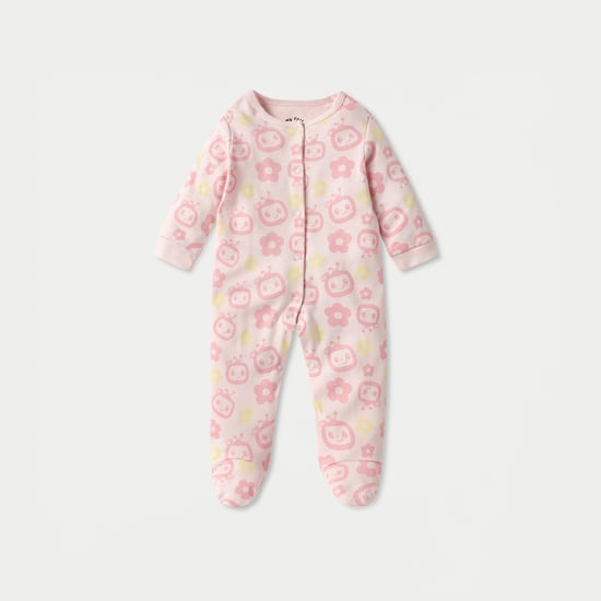 Printed Long Sleeves Sleepsuit with Button Closure