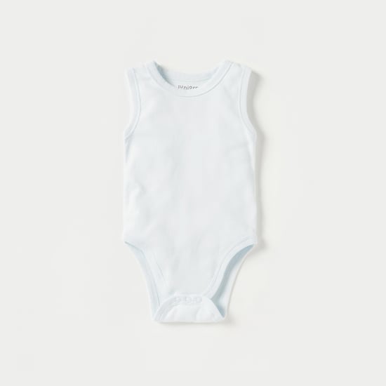 Juniors Solid Sleeveless Bodysuit with Snap Button Closure