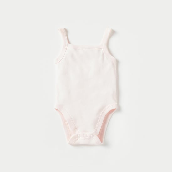 Juniors Solid Sleeveless Bodysuit with Snap Button Closure