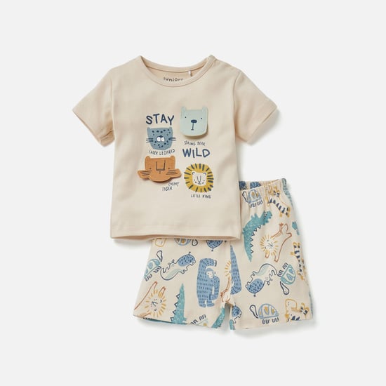 Juniors Animal Print T-shirt and Shorts Set