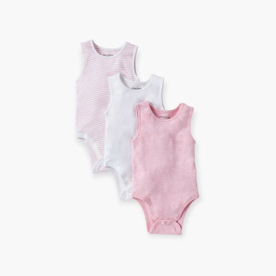 Juniors Assorted Sleeveless Bodysuit with Button Closure - Set of 3
