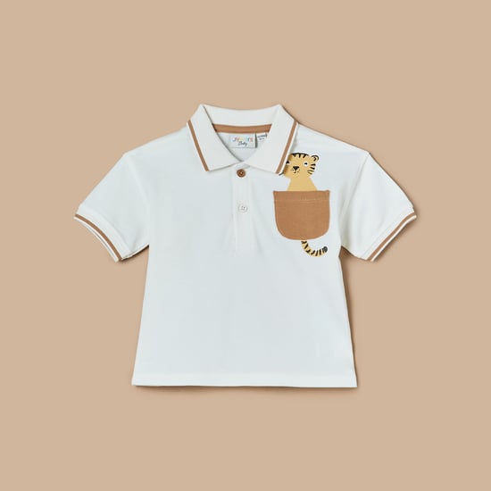 Juniors Tiger Print Polo T-shirt