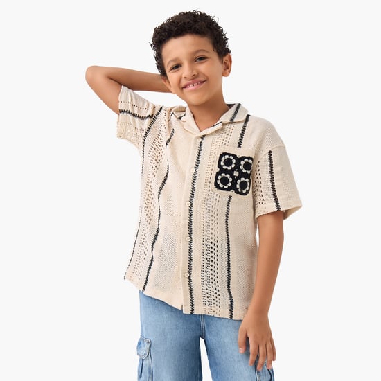 Juniors Crochet Shirt with Pocket