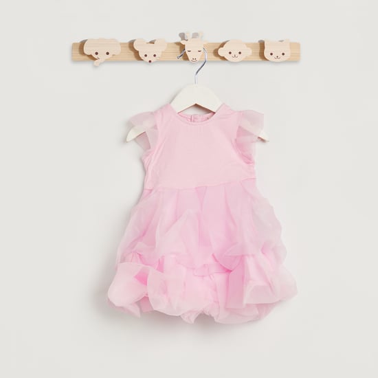 Juniors Solid Sleeveless Dress with Ruffle Detail