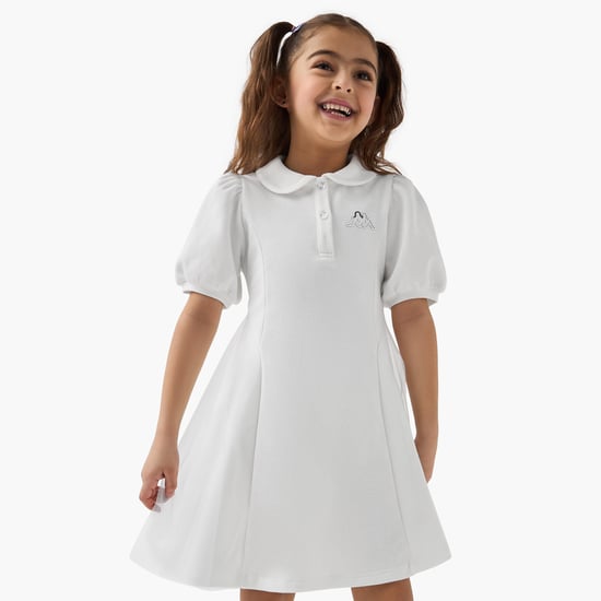 Kappa Logo Print Polo Dress with Short Sleeves and Button Placket