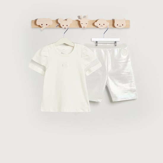 Kappa Mesh T-shirt and Metallic Cycling Shorts Set